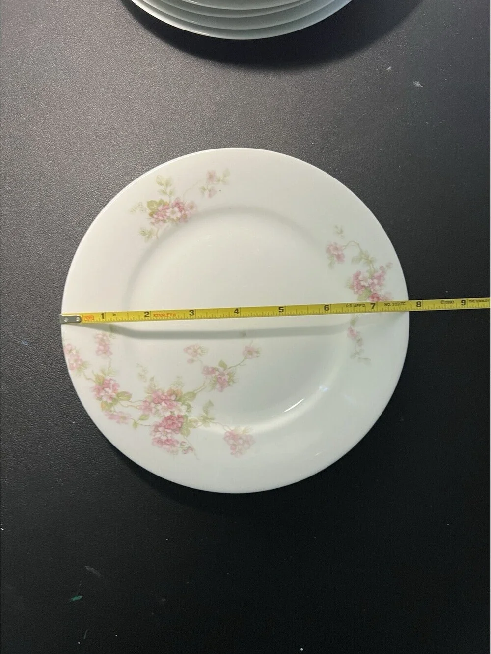 O&EG Royal Austria 1900s Pink Floral Porcelain Set of 8 Salad Luncheon Plates 8”